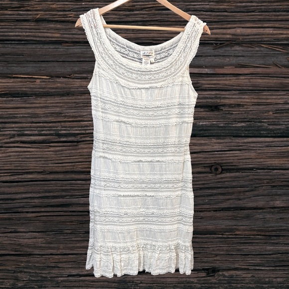 Max Studio Cream Ruffled Tiered Mini Dress - Picture 1 of 3